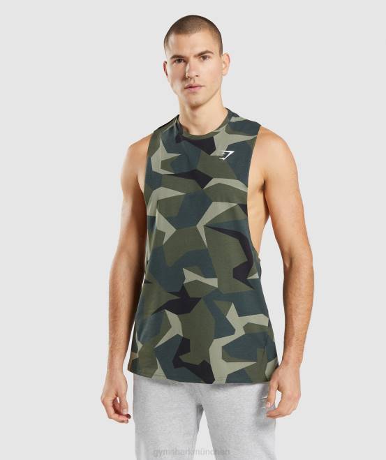 grüner Aufdruck Kleidung Gymshark Männer kritischer Drop-Arm-Tank 04P8930