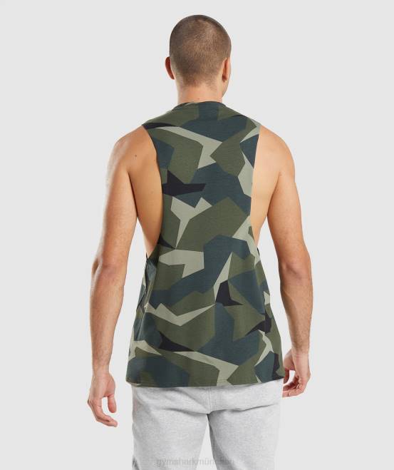 grüner Aufdruck Kleidung Gymshark Männer kritischer Drop-Arm-Tank 04P8930