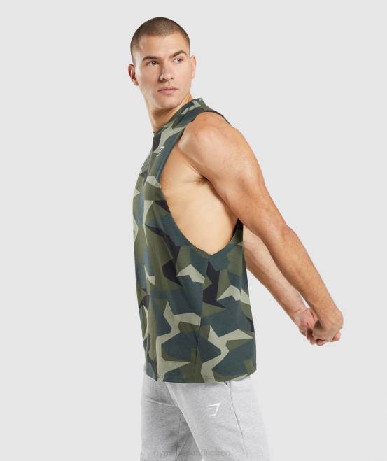 grüner Aufdruck Kleidung Gymshark Männer kritischer Drop-Arm-Tank 04P8930