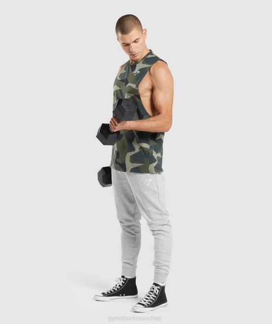 grüner Aufdruck Kleidung Gymshark Männer kritischer Drop-Arm-Tank 04P8930