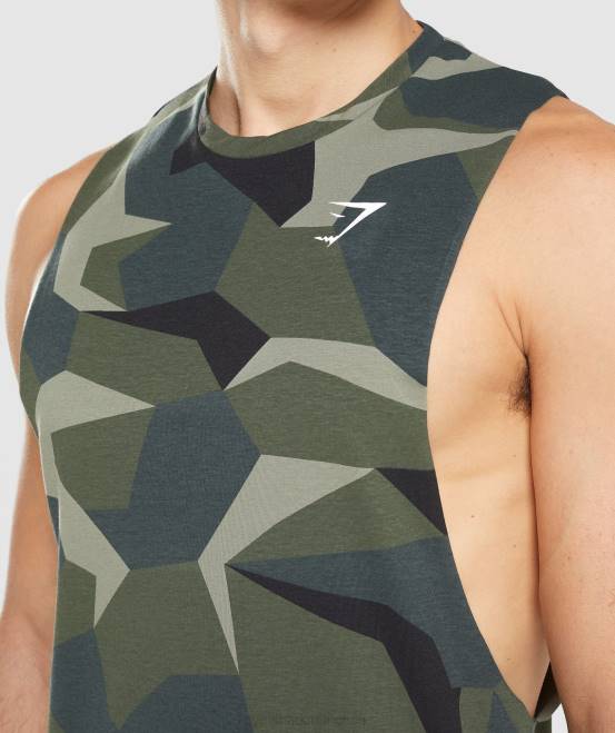 grüner Aufdruck Kleidung Gymshark Männer kritischer Drop-Arm-Tank 04P8930