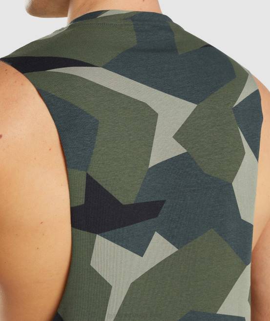 grüner Aufdruck Kleidung Gymshark Männer kritischer Drop-Arm-Tank 04P8930