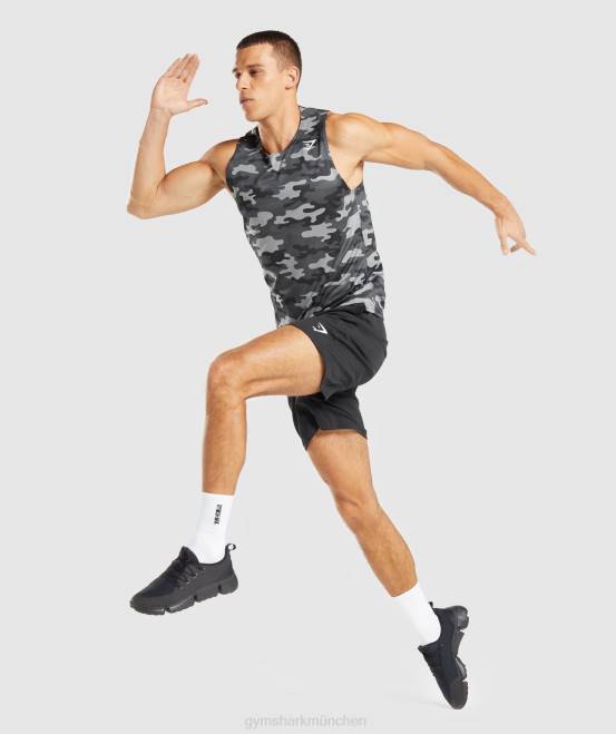 grauer Druck Kleidung Gymshark Männer Ankunftstank 04P8902
