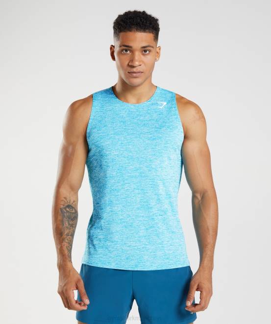 haiblau/weiß meliert Kleidung Gymshark Männer Ankunft schlanker Mergeltank 04P8940