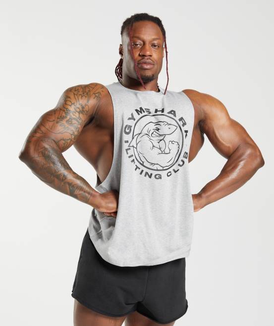 hellgrau meliert Kleidung Gymshark Männer Legacy-Drop-Arm-Tank 04P8932