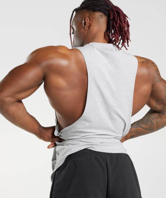 hellgrau meliert Kleidung Gymshark Männer Legacy-Drop-Arm-Tank 04P8932