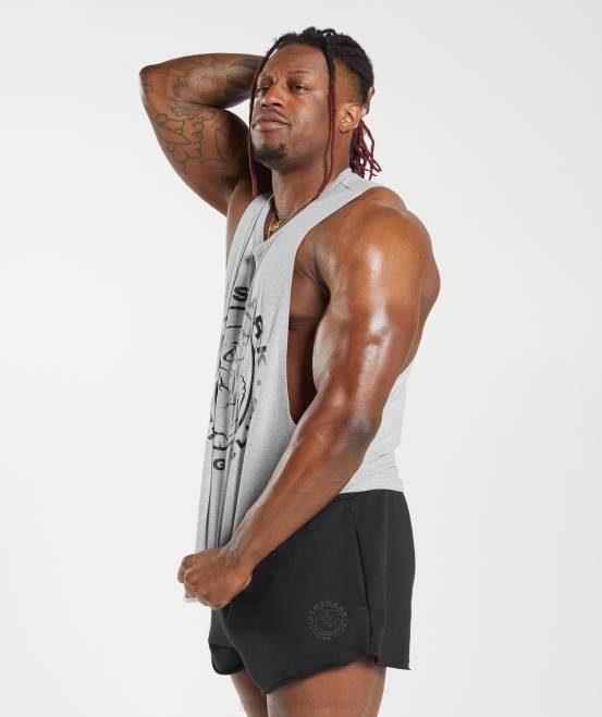 hellgrau meliert Kleidung Gymshark Männer Legacy-Drop-Arm-Tank 04P8932