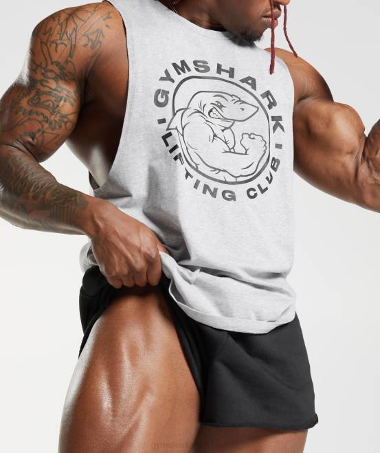 hellgrau meliert Kleidung Gymshark Männer Legacy-Drop-Arm-Tank 04P8932