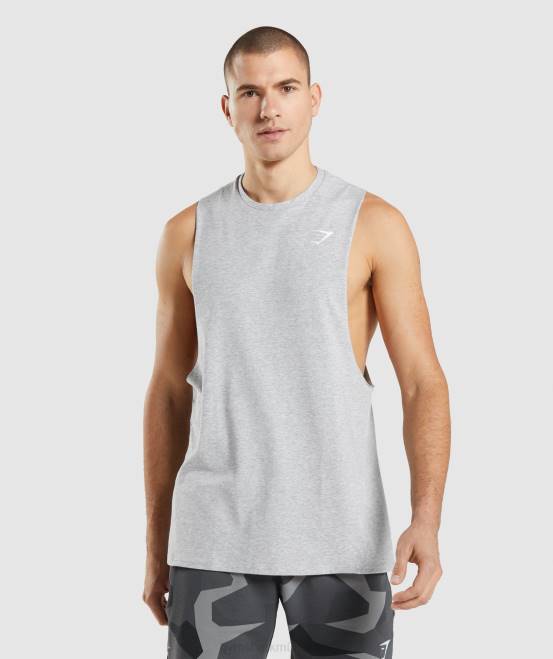 hellgrau meliert Kleidung Gymshark Männer kritischer 2.0 Drop-Arm-Tank 04P8887