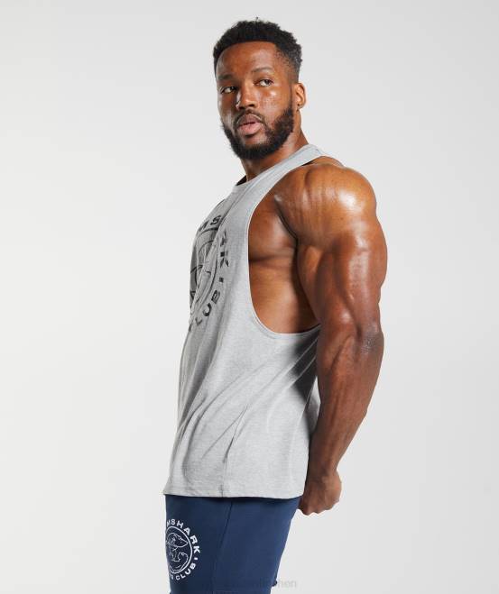 hellgrauer Kernmergel Kleidung Gymshark Männer Legacy-Drop-Arm-Tank 04P8952