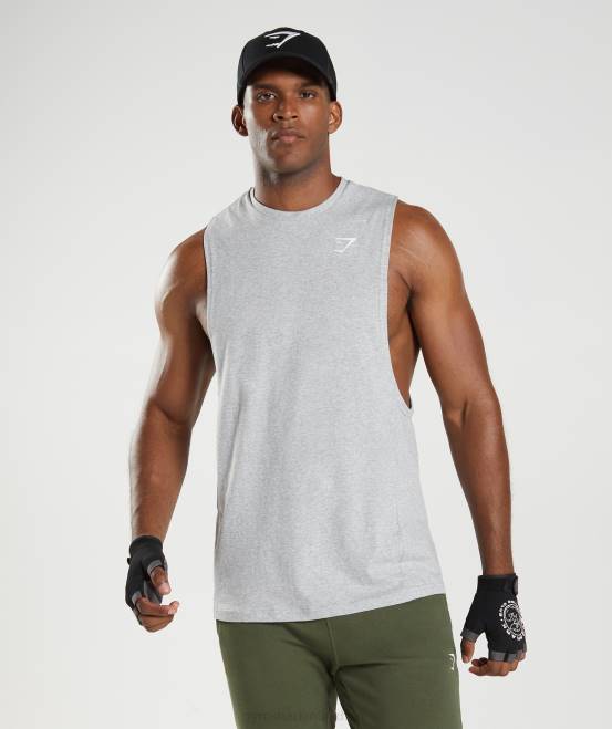 hellgrauer Kernmergel Kleidung Gymshark Männer Reagieren Sie mit dem Drop-Arm-Tank 04P8888