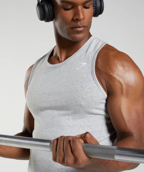 hellgrauer Kernmergel Kleidung Gymshark Männer Reaktionstank 04P8904