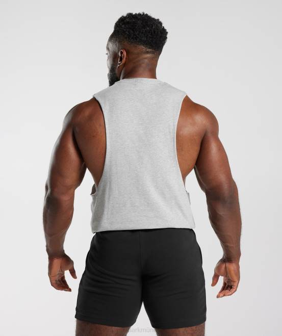 hellgrauer Kernmergel Kleidung Gymshark Männer Retrowave Drop-Arm-Tank 04P8886