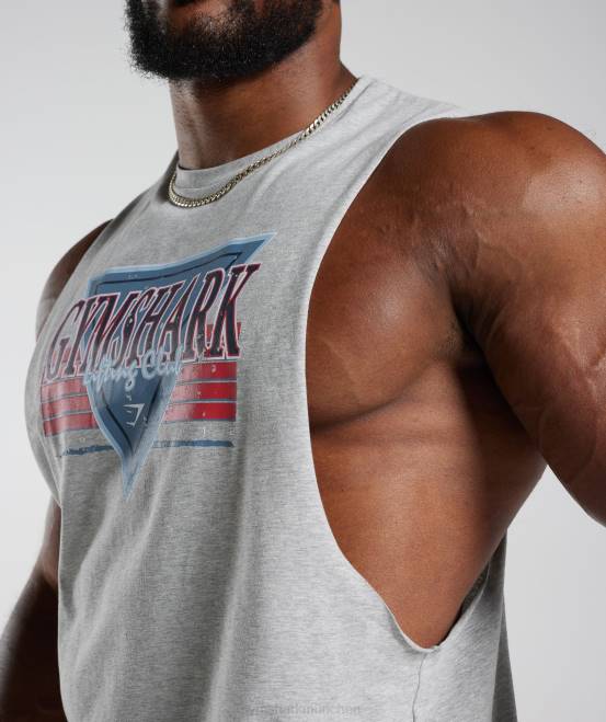 hellgrauer Kernmergel Kleidung Gymshark Männer Retrowave Drop-Arm-Tank 04P8886