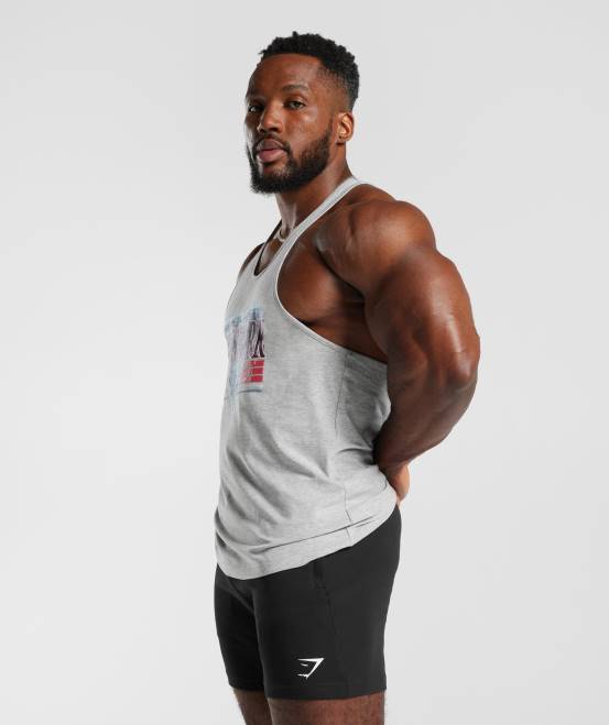 hellgrauer Kernmergel Kleidung Gymshark Männer Retrowave-Stringer 04P8989