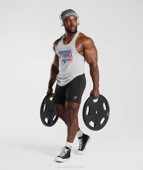 hellgrauer Kernmergel Kleidung Gymshark Männer Retrowave-Stringer 04P8989