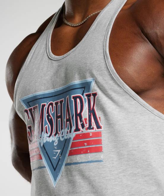 hellgrauer Kernmergel Kleidung Gymshark Männer Retrowave-Stringer 04P8989