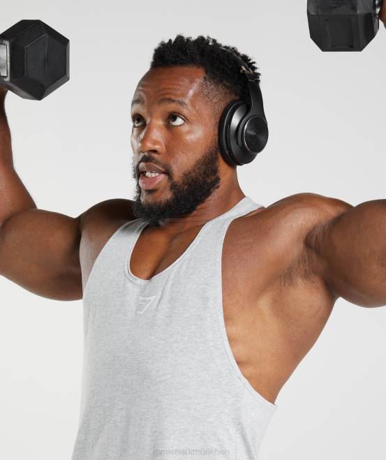 hellgrauer Kernmergel Kleidung Gymshark Männer Stringer reagieren 04P8985