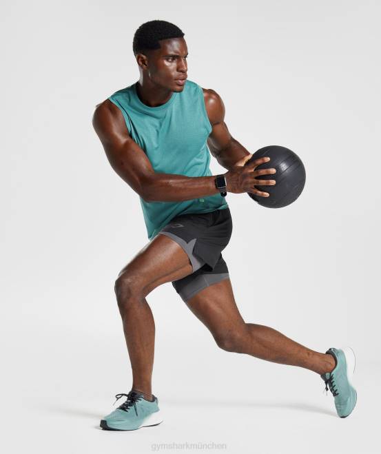 schieferblau/schwarz meliert Kleidung Gymshark Männer Sporttank 04P8937