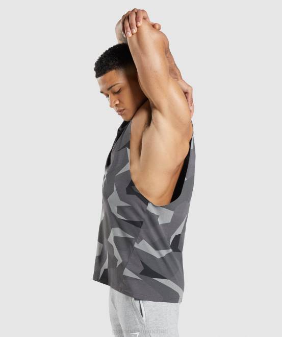 schwarzer Druck Kleidung Gymshark Männer kritischer Drop-Arm-Tank 04P8949