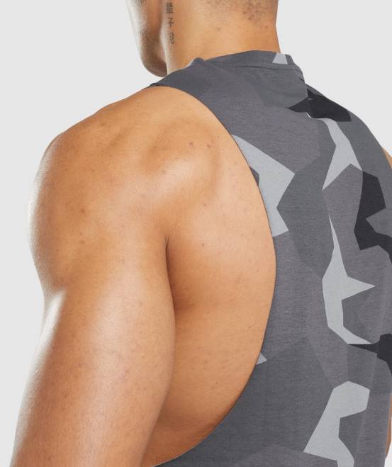 schwarzer Druck Kleidung Gymshark Männer kritischer Drop-Arm-Tank 04P8949