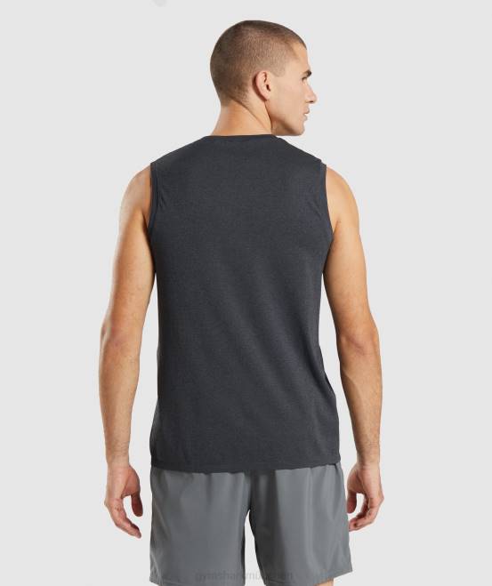 schwarzer Mergel Kleidung Gymshark Männer Ankunft nahtloser Tank 04P8927