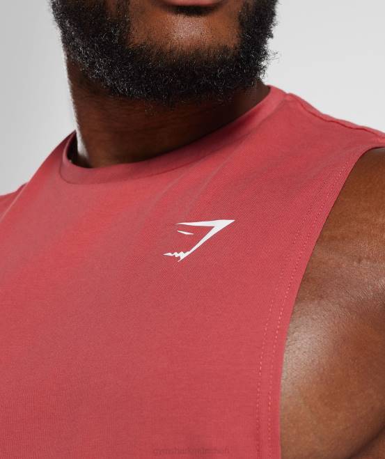 sonnengetrocknetes Rot (ausverkauft) Kleidung Gymshark Männer Reagieren Sie mit dem Drop-Arm-Tank 04P8974