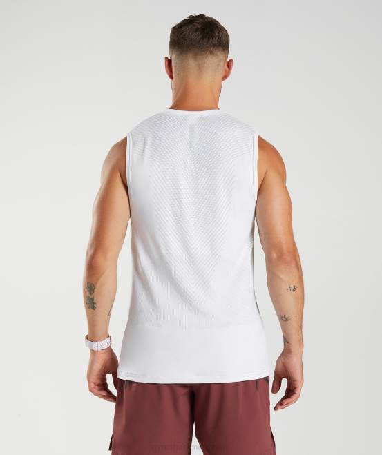 weiß/hellgrau Kleidung Gymshark Männer Apex nahtloser Tank 04P8899