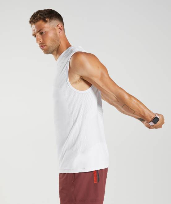 weiß/hellgrau Kleidung Gymshark Männer Apex nahtloser Tank 04P8899