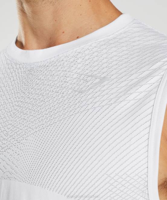 weiß/hellgrau Kleidung Gymshark Männer Apex nahtloser Tank 04P8899