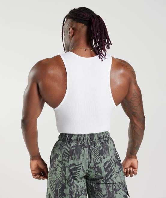 weiß/schwarz/steingrau meliert Kleidung Gymshark Männer Geripptes Tanktop, 3er-Pack 04P8908