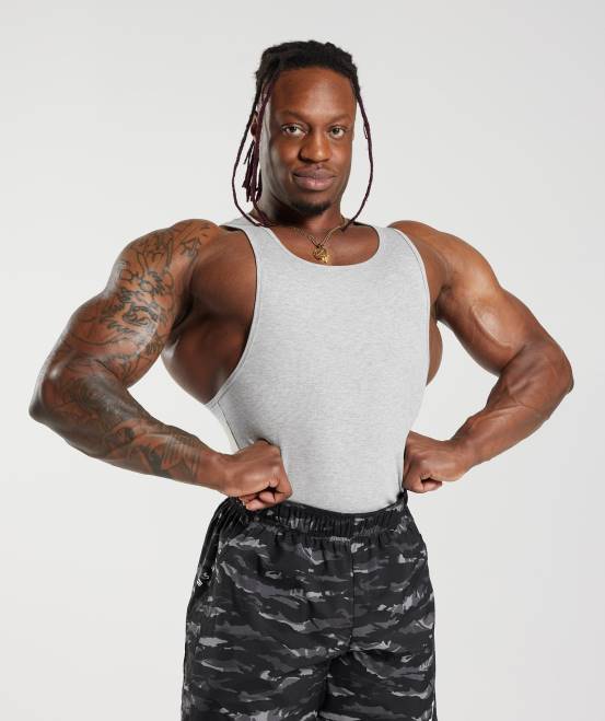 weiß/schwarz/steingrau meliert Kleidung Gymshark Männer Geripptes Tanktop, 3er-Pack 04P8908
