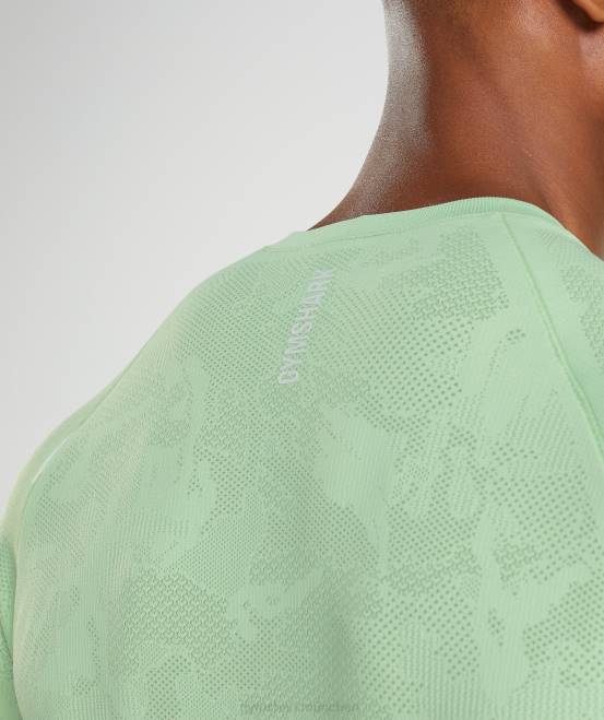 Aloegrün/Teegrün Kleidung Gymshark Männer Geo-nahtloses Langarm-T-Shirt 04P8685