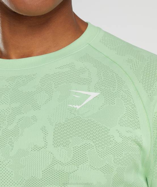 Aloegrün/Teegrün Kleidung Gymshark Männer Geo-nahtloses Langarm-T-Shirt 04P8685