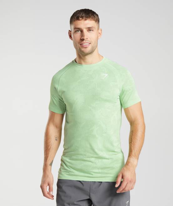Aloegrün/Teegrün Kleidung Gymshark Männer Geo-nahtloses T-Shirt 04P8609