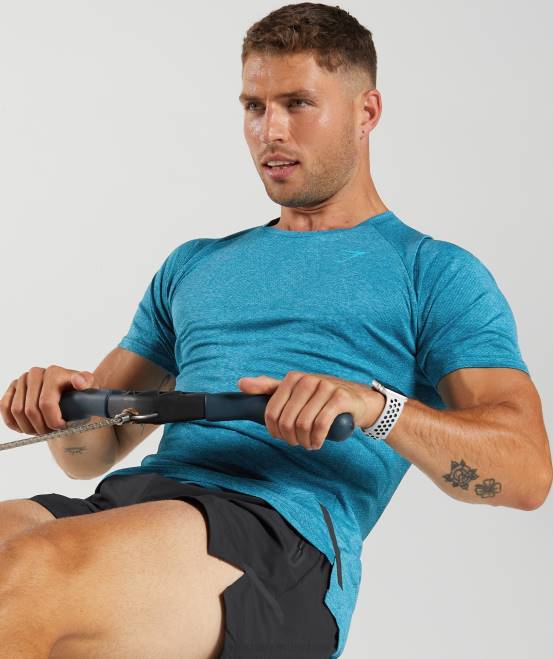 Atlantikblau/Haifischblau Kleidung Gymshark Männer Apex-T-Shirt 04P8682