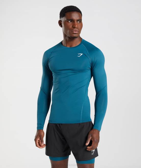 Atlantikblau Kleidung Gymshark Männer Element Baselayer-Langarmoberteil 04P8739
