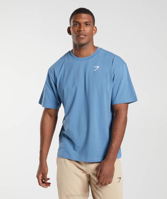 Denim Blue Kleidung Gymshark Männer unverzichtbares übergroßes T-Shirt 04P8651