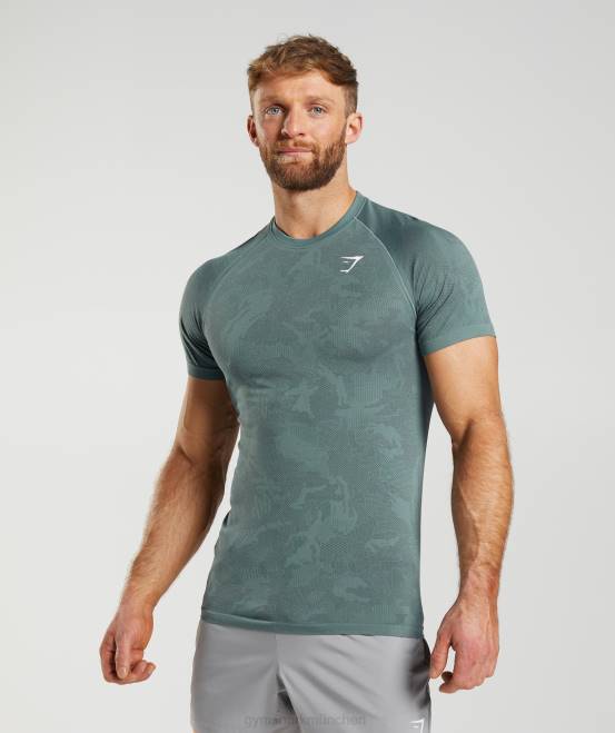 Donnerblau/kosmisches Grau Kleidung Gymshark Männer Geo-nahtloses T-Shirt 04P8737