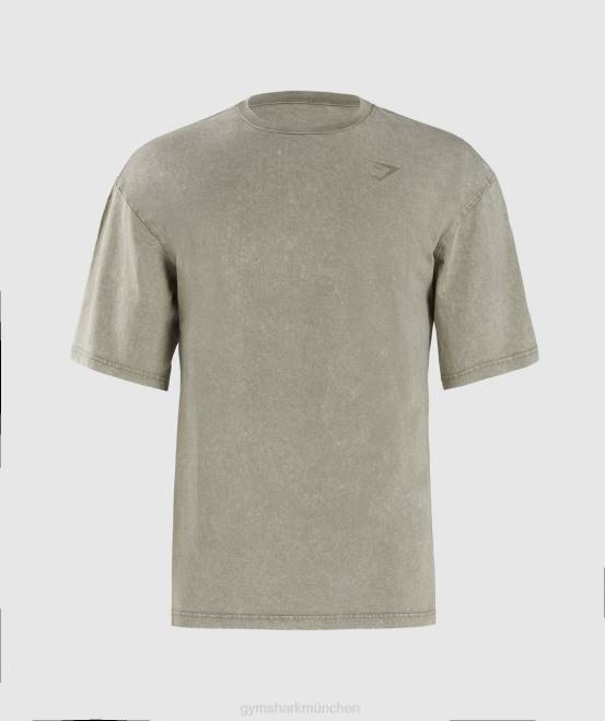 Ecrubraun Kleidung Gymshark Männer Powergewaschenes T-Shirt 04P8689