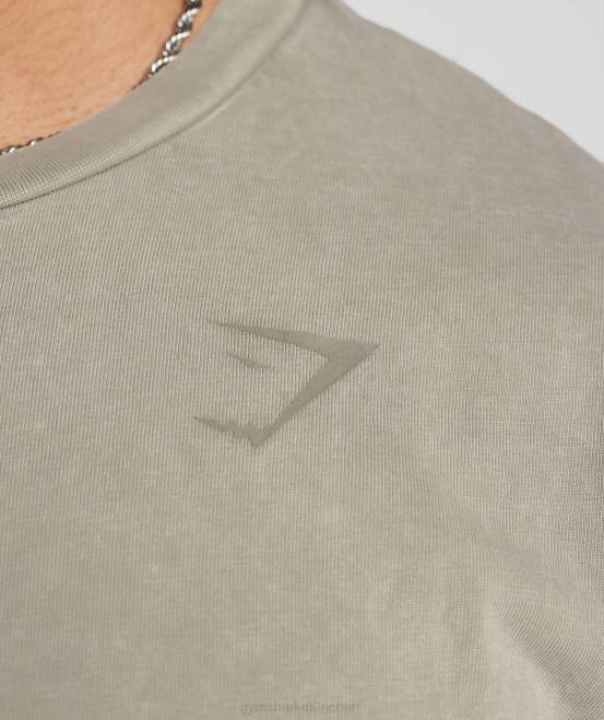 Ecrubraun Kleidung Gymshark Männer Powergewaschenes T-Shirt 04P8689