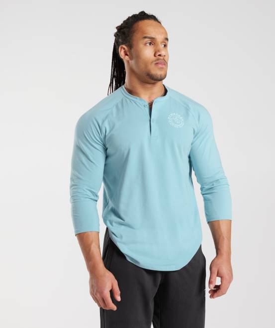 Eisbergblau Kleidung Gymshark Männer Legacy-Henley-Oberteil 04P8749