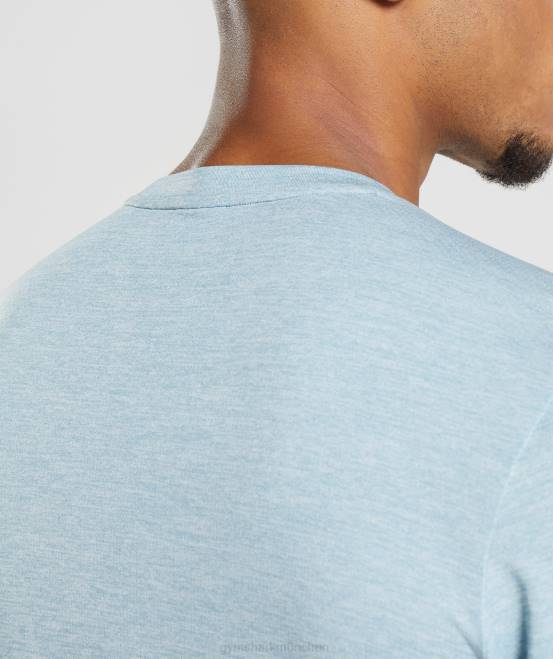 Eisbergblau/eisblau meliert Kleidung Gymshark Männer Ankunfts-T-Shirt 04P8767