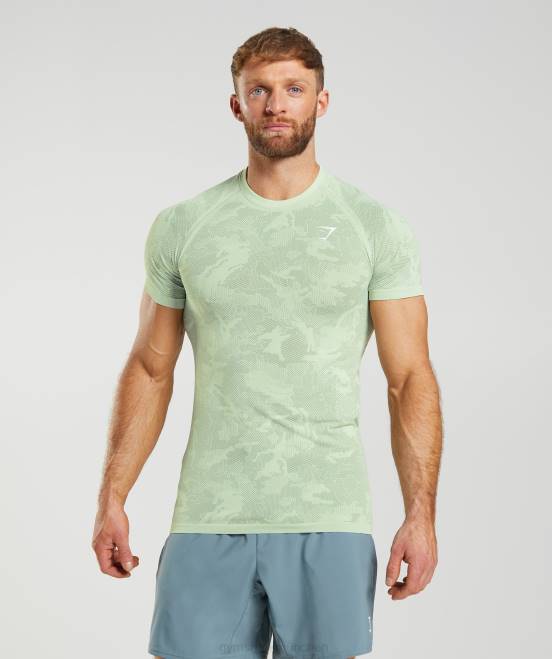 Floragrün/Weidengrün Kleidung Gymshark Männer Geo-nahtloses T-Shirt 04P8657
