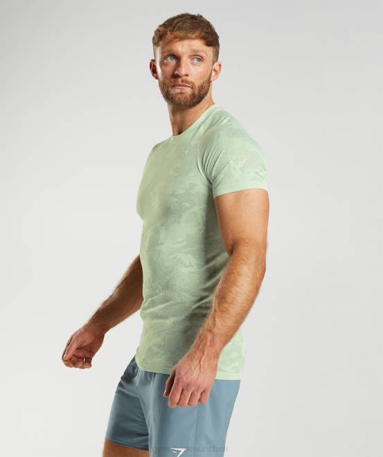 Floragrün/Weidengrün Kleidung Gymshark Männer Geo-nahtloses T-Shirt 04P8657