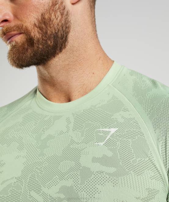 Floragrün/Weidengrün Kleidung Gymshark Männer Geo-nahtloses T-Shirt 04P8657