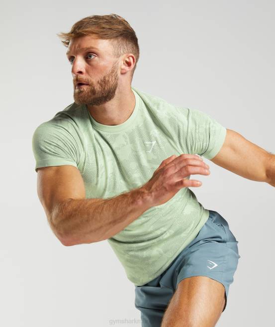 Floragrün/Weidengrün Kleidung Gymshark Männer Geo-nahtloses T-Shirt 04P8657