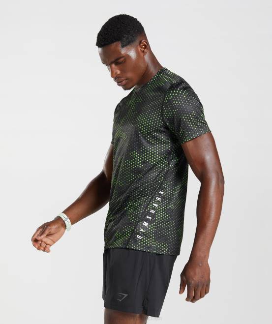 Fluo-Limette-Druck Kleidung Gymshark Männer Sport-T-Shirt 04P8705