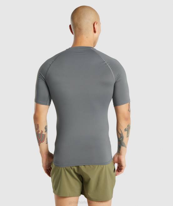 Holzkohle Kleidung Gymshark Männer Element-Baselayer-T-Shirt 04P8744
