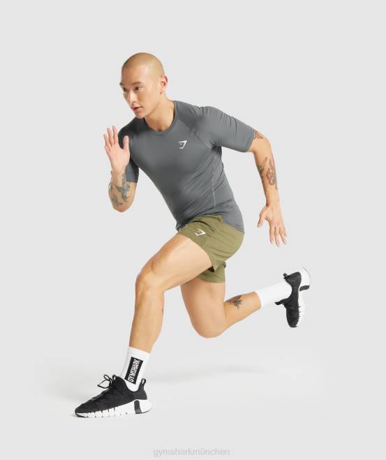 Holzkohle Kleidung Gymshark Männer Element-Baselayer-T-Shirt 04P8744